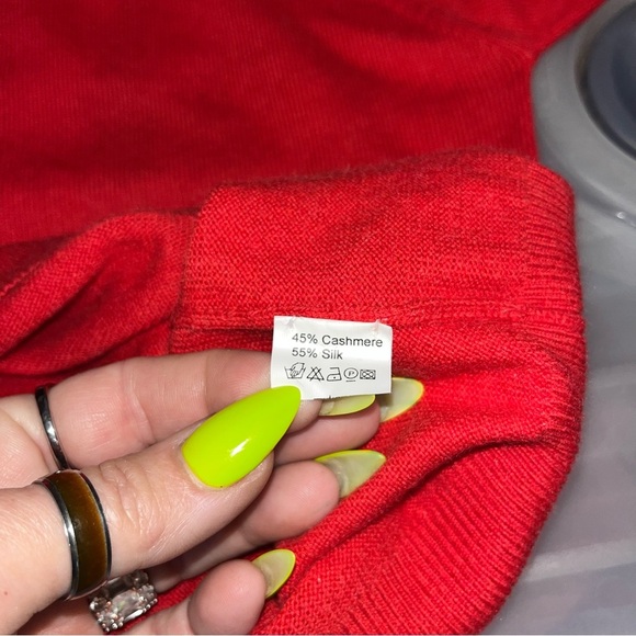 Andrea Anders Turtleneck Lg Red Cashmere Silk Long Sleeve Sweater Vtg Holiday - Picture 5 of 9